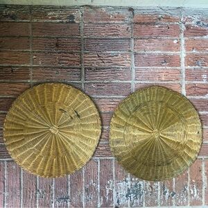 Set of 2 Round Gold Braided Metal Wire Intreccio 16” Placemats by Bitossi Home